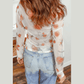 Chanel Round Neck Floral Print Mesh Long Sleeve Top