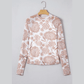 Margot Brown Thumbhole Long Sleeve Floral Print Mesh Top