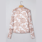 Margot Brown Thumbhole Long Sleeve Floral Print Mesh Top