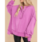RTS Oversized Exposed Seam Henley Sweatshirt