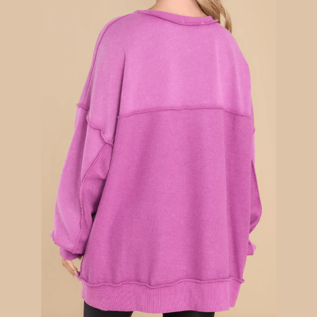 RTS Oversized Exposed Seam Henley Sweatshirt