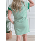 Janey Green Stripe Quarter Zip Polo Collar T Shirt Dress with Pockets