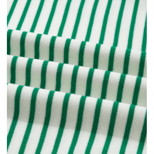 Janey Green Stripe Quarter Zip Polo Collar T Shirt Dress with Pockets