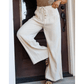 Pippy Drawstring Elastic Waist Button Pleated Detail Wide Leg Pants