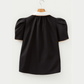 SALE!!!  Ronnie Black Ricrac Trim Color Block Patchwork Shirt Collar Short Sleeve Blouse