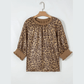 Tiffie Gold Half Sleeve Metallic Leopard Print Blouse