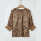 Tiffie Gold Half Sleeve Metallic Leopard Print Blouse