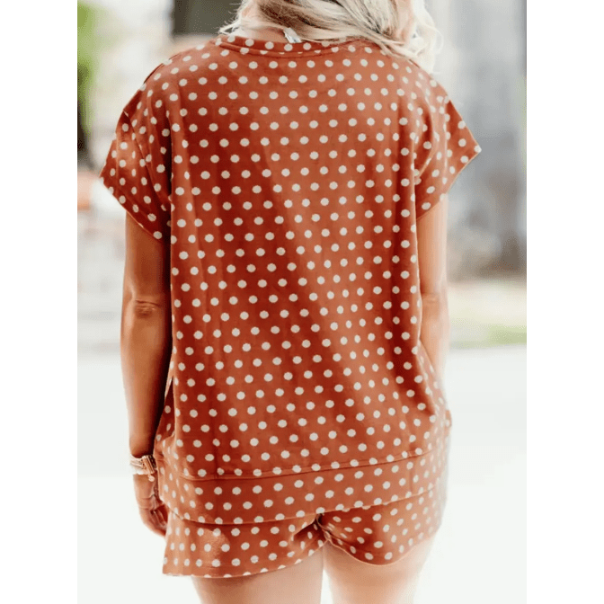 Kaden Brown Polka Dot Print Short Set