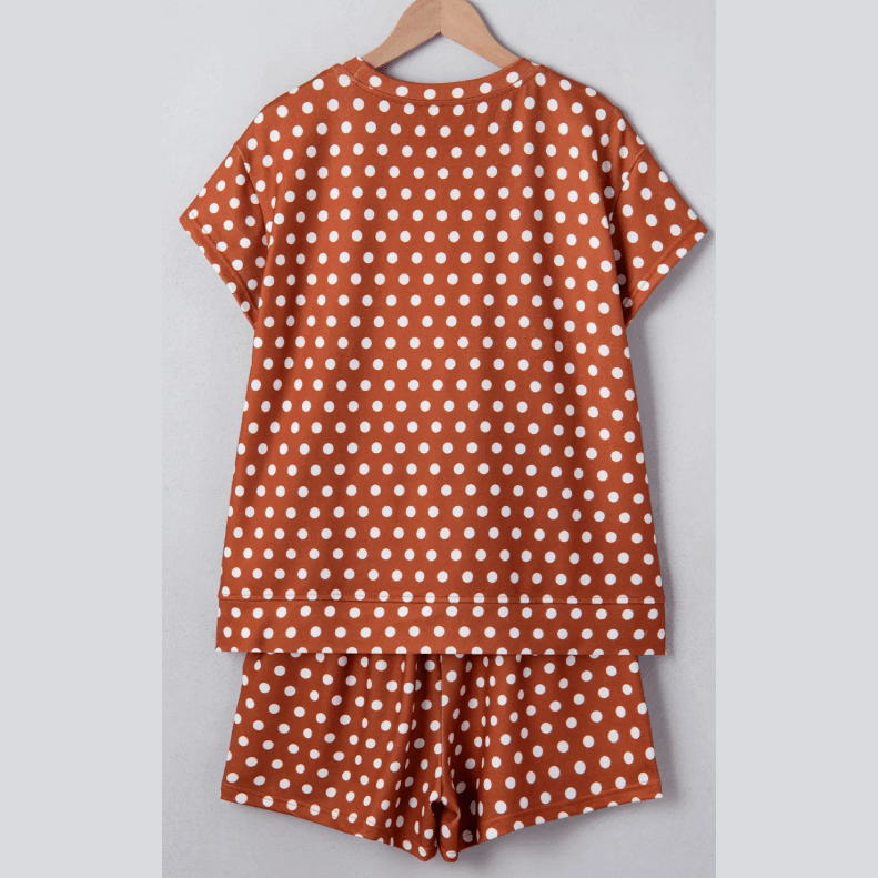 Kaden Brown Polka Dot Print Short Set