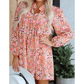 Maree Abstract Printed Long Sleeve Tied Neckline Mini Dress