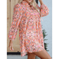 Maree Abstract Printed Long Sleeve Tied Neckline Mini Dress