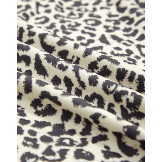 Desarae Contrast V Neck Varsity Short Sleeve Leopard Top