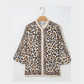 RTS Khaki Mixed Leopard Patchwork 3/4 Sleeve Loose Shirt