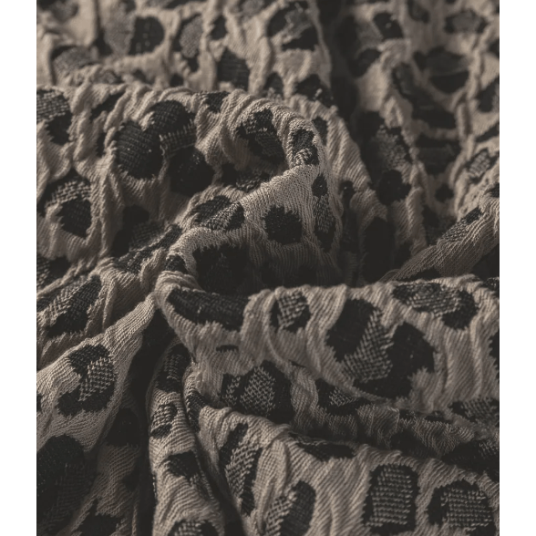 Vickie Khaki Textured Leopard Print Crew Neck Short Sleeve Top