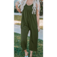 Laura Beth Green Spaghetti Straps Wide Leg Pocketed Jumpsuit