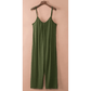 Laura Beth Green Spaghetti Straps Wide Leg Pocketed Jumpsuit