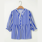 Jada Sky Blue Stripe Balloon Sleeve Loose Button up Shirt