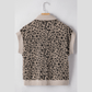 Kammi Zip up Collared Leopard Cap Sleeve Top