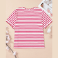 Meliza Red Stripe Scalloped Trim Round Neck T Shirt