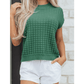 Audrey Mist Green Round Neck Textured Short Sleeve Sweater