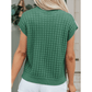 Audrey Mist Green Round Neck Textured Short Sleeve Sweater
