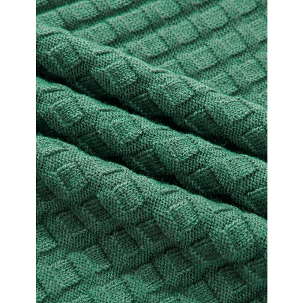 Audrey Mist Green Round Neck Textured Short Sleeve Sweater