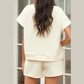 Britnee Apricot Textured Short Sleeve Top and Shorts Set