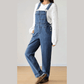 Coralynn Dark Blue Retro Bib Pocket Buckle Straps Casual Denim Jumpsuit