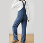Coralynn Dark Blue Retro Bib Pocket Buckle Straps Casual Denim Jumpsuit