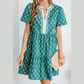 Pyper Green Contrast Trim V Neck Short Sleeve Floral Dress