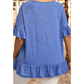 Katerra Dusk Blue Ruffled Short Sleeve Plus Size Casual Blouse