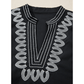 Petrina Black Short Puff Sleeve Contrast Embroidered Detail V Neck Blouse