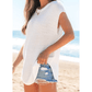 Haylie Off White Sweater Tee with Side Slits