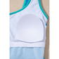 Debralyn Blue Contrast Trim Lace-up Back One Piece Swimsuit