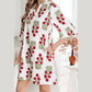 Francene White Floral Print V Neck 3/4 Sleeve Loose Mini Dress
