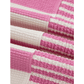 Cyrene Pink Stripe Patchwork Textured Short Sleeve High Low Loose Top