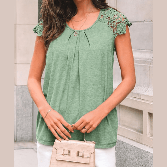 Gisselle Green Petal Lace Trip Top