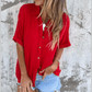Kearstan Red Roll Sleeve Button Up Blouse