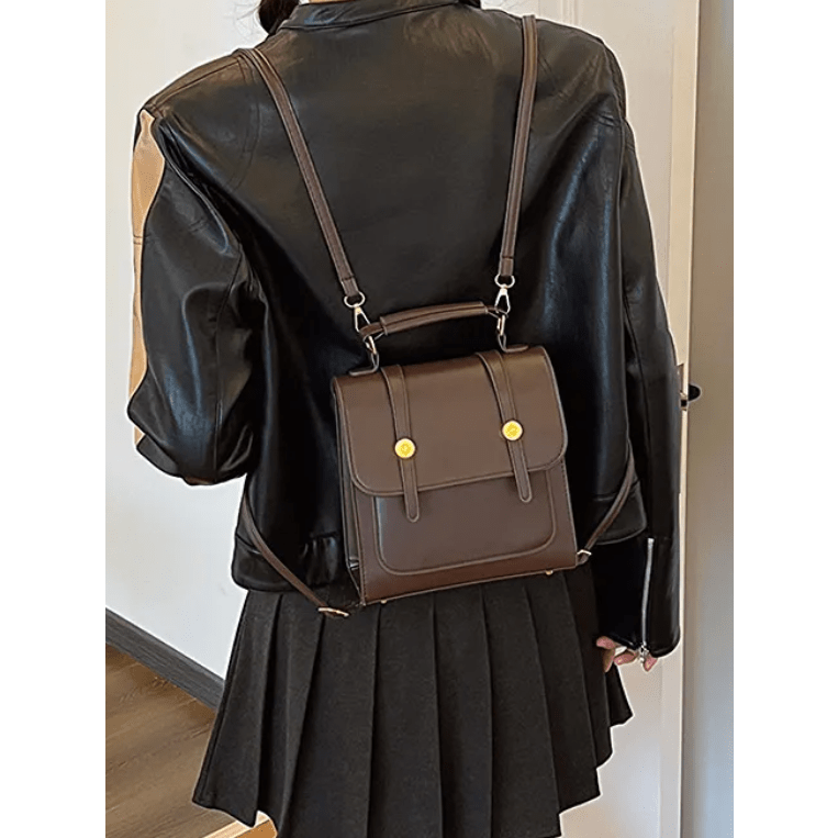 Dark Brown Convertible Street‑Style Backpack