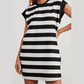 Vanessa Black Stripe Cap Sleeve Shift T Shirt Dress
