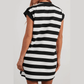 Vanessa Black Stripe Cap Sleeve Shift T Shirt Dress