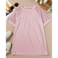 Parkin Pink Seamed Detail Contrast Lace Raglan Sleeve Tee