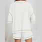 Baylor White Breathable Waffle Color Block Trim 2pcs Casual Short Set