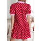 Jordan Red Floral Print Contrasted V Neck Short Bubble Sleeve Mini Dress