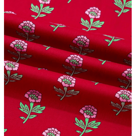 Jordan Red Floral Print Contrasted V Neck Short Bubble Sleeve Mini Dress