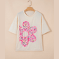 Dianne Floral Patched Raw Seam Big Flower Oversize Tee