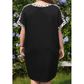 Oaklyn Black Plus Size Leopard Print Patchwork Shift T Shirt Dress with Pockets