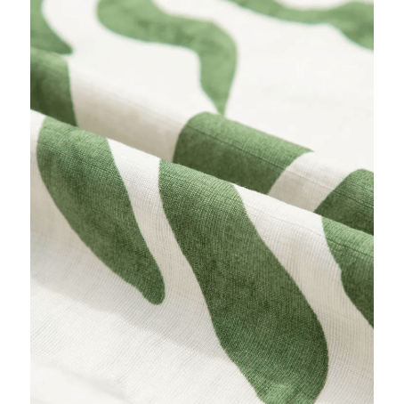 RTS Green Leaf Print Short Balloon Sleeve Shirt