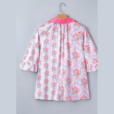 RTS Floral Collared Ruffled Half Sleeve Shirt