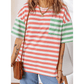 RTS Pink Stripe Drop Shoulder Casual T Shirt